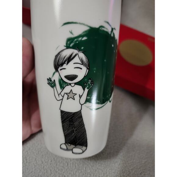 NEW Box Starbucks Limited Ceramic Travel Mug 12Oz Kid's Finger Paint Lid 2015 - Picture 3 of 9